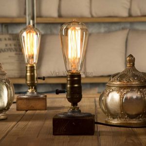 Lampes de table à LED industrielles avec gradateur lampe de bureau en bois rétro décor à la maison Art créatif cadeau veilleuse HKD230807