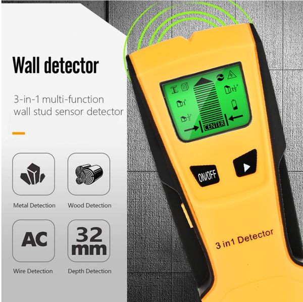 Détecteurs de métaux industriels 3 en 1 détecteur de mur portable détecteur de fil goujons en bois connecteur en direct détecter Scanner 230422