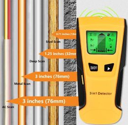 Detectores de metales industriales Vastar 3 en 1 Detector Encuentra postes de madera Voltaje de CA Detección de cables vivos Escáner de pared Buscador de cajas eléctricas 7977592