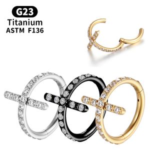 Industriële Neusring Hoop Piercings Septum Titanium Kraakbeen Zirkoon G23 Helix Vrouwen Scharnier Segment Clicker Sexy Lichaam Sieraden