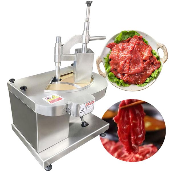 Trancheuse de viande industrielle à lame ronde, Machine de découpe entièrement automatique, commerciale, pour trancher les filets de bœuf frais et de Bacon