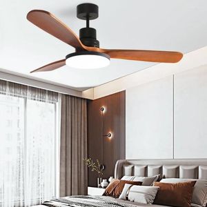 Industriële vintage plafondventilator met LED -licht houten ventilatoren afstandsbediening Noordse eenvoudige huizenboete kamer