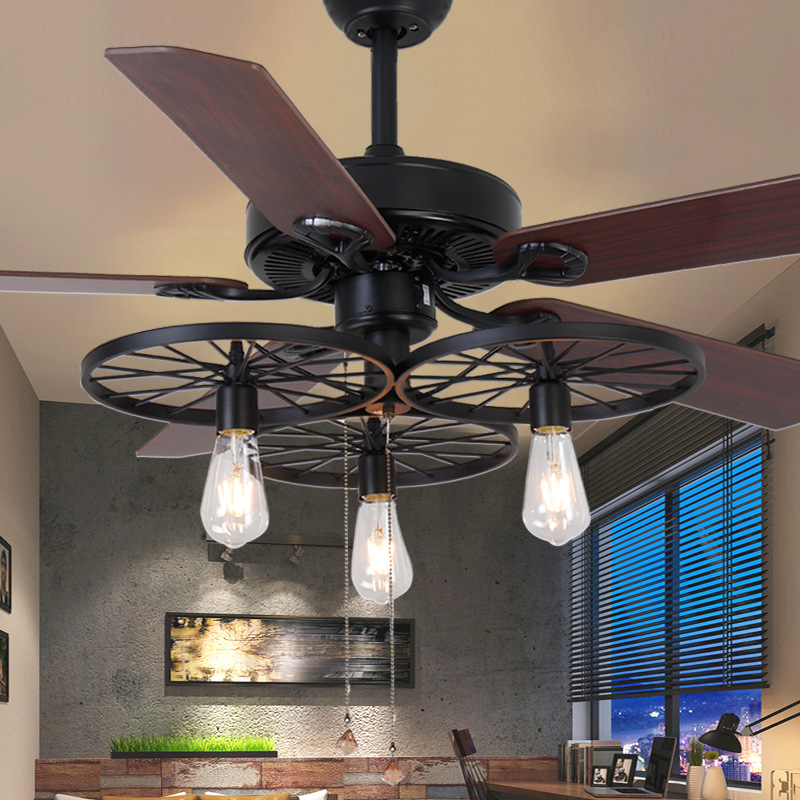 Промышленные потолочные вентиляторы с огнями E27 Bulb Retro Wood Fan