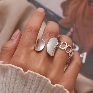 Industrie, Japanse en Koreaanse zilveren holle geometrische ringen, Instagram Popular, dezelfde stijl Joint Ring Sieraden voor vrouwen