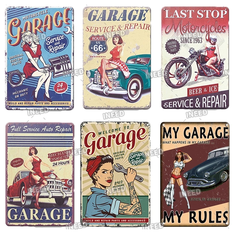 Classic Metal Painting Beauty Pin Up Girl Poster Metal Sign Tin Plaque Vintage Plate For Car Motorcycle Sexy Girls Home Pub Bar Garage Wall Decor Size 30X20CM