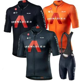 Ineos Grenadier Ciclismo Jersey Set Manga corta Transpirable Mountain Racing Bike Uniforme Bib Shorts Ropa de bicicleta de verano 240113