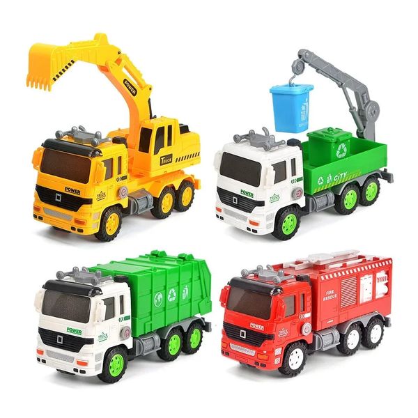 Inertia Car Construction Tamin Childrens Fire Tamin Model Sanitation Truck Excavator Toys for Boys Toys 240409