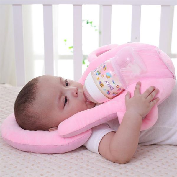 Infantile bébé porte-bouteille main porte-bouteille coton bébé alimentation apprentissage oreiller d'allaitement alimentation coussin240i