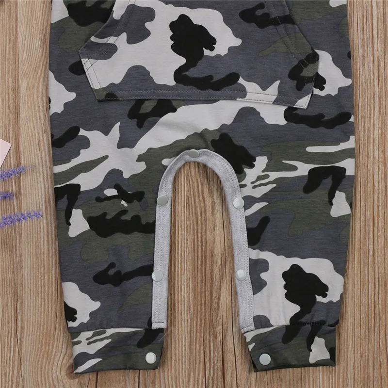 Infant Baby Boy Hooded Camouflage Romper Newborn Baby Camo Long Sleeve Warm Autumn Jumpsuit Outfit Boys Clothing