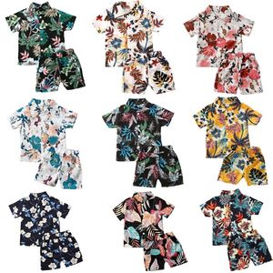 Infantile bébé garçons vêtements ensembles 12 couleurs imprimé fleuri à manches courtes t-shirts hauts shorts vacances tenue d'été 1 6Y 220620