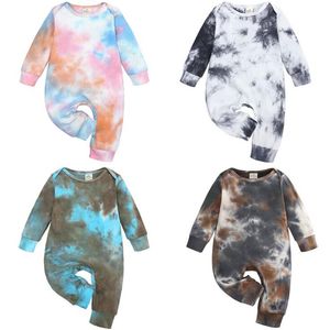 Baby baby jongens meisjes tie-dye rompertjes kleding lente herfst kinderen jongen meisje lange mouw kleding 210429