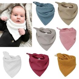 Bavoir en mousseline de gaze de coton pour bébé, écharpe de bave, glands triangulaires pour bébés, foulards Bandana, bavoirs