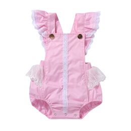 2018 baby baby meisje kleding kant romper mooie roze jumpsuit pasgeboren meisjes zonsuit zomer mouwloze one-stukken outfits baby kinderkleding