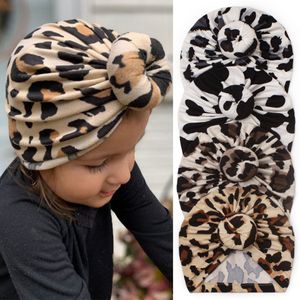 Infantile Bébé Fille Léopard Donut Cap Indien Turban Caps Doux Chaud Chapeaux Enfants Crâne Bonnet Enfants Chapeaux