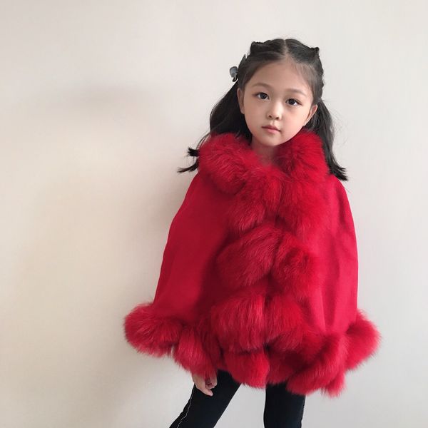 Infantile bébé fille princesse cape mode hiver chaud enfants filles mignon fourrure à capuche veste enfants poncho manteau d'extérieur