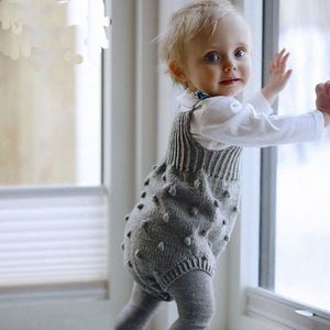 Baby baby gebreide romper jumpsuit voor meisjes jongens herfst winter toddler mouwloze katoenen trui overalls kinderkleding 210429
