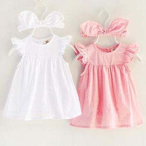 Baby baby romper rok met bunny oor hoofdband baby set kinderen ruches mouw jurk kinderen peuters katoen pantskirt jurken 13204