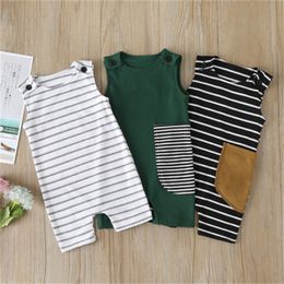 Baby baby gestreepte rompertjes peuter jongens kleding kinderen ontwerper meisjes casual outfits mouwenloze romper pasgeboren jumpsuits m1510 205 y2