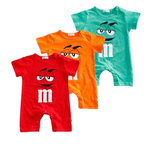 Infant Baby Summer Romper Outfits Boy MM Funny Face Onesie Cute Girl Vêtements à manches courtes JumpsuitToddler Playsuit 201028