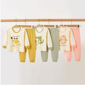 Baby baby ondergoed set draak cartoon print jongens meisjes katoenen comfort zachte kinderpak pak huiskleding kinderkleding pyjama's 240325