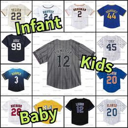 Jersey de béisbol infantil Marcus Semien Realmuto Kelly Aaron Juez Ohtani Seager Realmuto Acuna Jr. Riley García Harper Cruz Bregman Albies Tatis Jr Jeter Betts