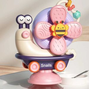 Infant Bath Toys High stoel speelgoed met Suction Cup Baby Montessori Sensory Toy Bath Windmill Toy Slak Joyful Meal Table Shake Joyful Toys 240415
