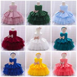 Kinderen prinses jurk meisjes mode feest solide baby cake bruiloft pailletten bowknot jurk 78 z2