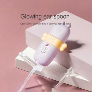 Zaklamp voor baby's doet geen pijn aan de oren Lichtgevende zachte lepel Dus Mini Earpick Gemakkelijk schoon te maken Afneembare babyverzorging Shine Vergrootglas 240202