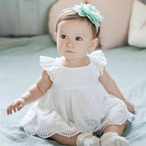 Infantile fille barboteuse robe née pur coton brodé dentelle combinaison enfants bébé vêtements tenues été 0-24M 210816