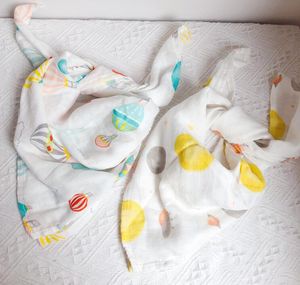 Baby zakdoek mousseline deken sjaal afdrukken dubbele laag bamboe vezel gaas handdoek urinoir pad swaddling dekens handdoek KKB7181