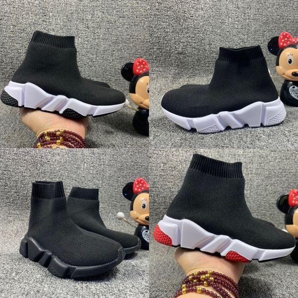 Infant Kids Knit Speed Sneakers Sock Runner Knitted Mid High Running shoes Black Trainers Wine Red Sneaker Niños niñas niños zapatos deportivos