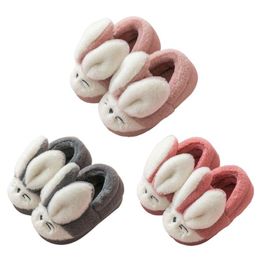 Infant Kids Winter Fuzzy Warm Home Slippers Cartoon Ears Niet-slip schoenen