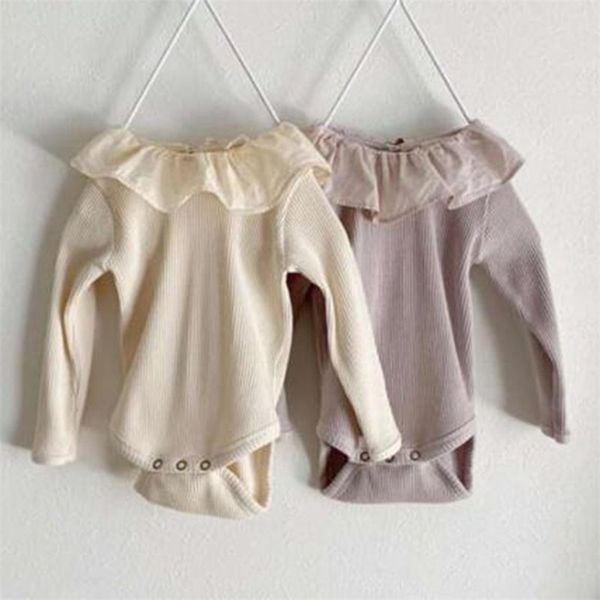 Cuello de encaje infantil Bebé Niños Niñas Mamelucos Ropa Primavera Otoño Niños Niño Niña Ropa de manga larga 210521