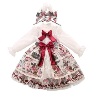 Infantile Lolita princesse robes pour bébé noël enfants espagne fête d'anniversaire robe de bal dentelle arc filles Boutique 210615