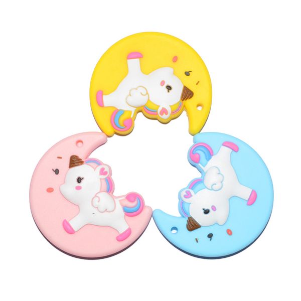 Infant Moon Teethers silicone alimentaire cartoon Toddler Soothers bébé formation molaire 3 couleurs C4827