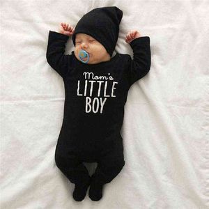 Baby pasgeboren zwart katoen jumpsuit baby jongen romper baby meisje herfst lange mouw kleding kid kind brief print rompertjes bebe G220223