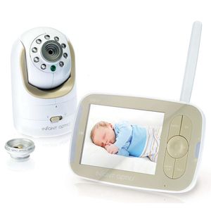Infant Optics DXR84 80p Monteur bébé vidéo avec connexion FHS à l'épreuve du WiFi, lentilles interchangeables, zoom Pan Tilt, barre sonore LED, vision nocturne, conversation bidirectionnelle - Batterie basse