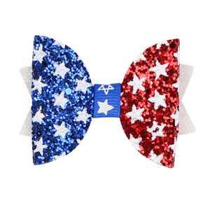 Baby print American Flag Star Ribbon Bow Hair Clip Red Wit Blue Stripe Haarspeld Baby Girl Headwear Accessories 1770