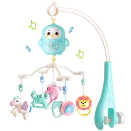 Bébé sensoriel jouet berceau cloche nouveau-né bébé lit cloche de dentition hochets rotatif boîte à musique avec lumière éducation précoce puzzle jouets LJ201113