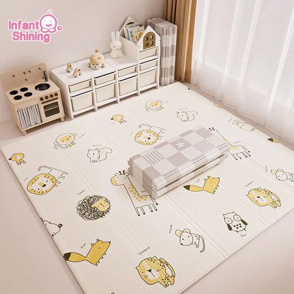 Tapis de jeu pour bébé brillant pour bébé tapis rampant pliant 200180 cm épaisseur tapis pour bébé Puzzle pliable tapis Babi jouet tapis pour enfants 231225