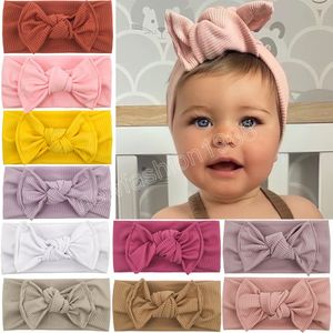 Baby Effen Kleur Gestreepte Bogen Brede Hoofdband Mode Handgemaakte Strik Peuter Haarband Kid Hoofddeksels Kleding Decoratie