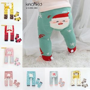 Ensemble de chaussettes collantes pour bébé, Leggings à rayures de dessin animé, en coton élastique doux, pantalon PP + ensemble de chaussettes pour tout-petits