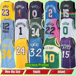 Jersey de baloncesto de jóvenes para bebés para niños pequeños Larry Bird Iverson Booker Stephen 30 Curry Tatum McGrady Giannis James Rodman Durant Lillard Tatum Butlerjokic Big Tamaño