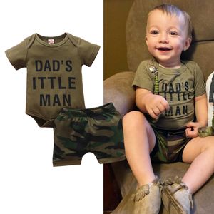 Enfant Toddler Boys Two Morceau Set Camouflage Imprimer Romper manches courtes O Tops Cou Tops Elastic Shorts Baby Nouveau-né Tenuilles 0-24m G1023