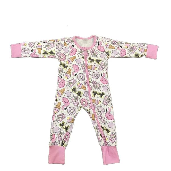 Vêtements pour les enfants en bas âge en bas âge Viscose Viscose Spandex Baby Zipper Romper mignon avec boutique Ruffle Boutique Candy Swan Swan Jumps 231221