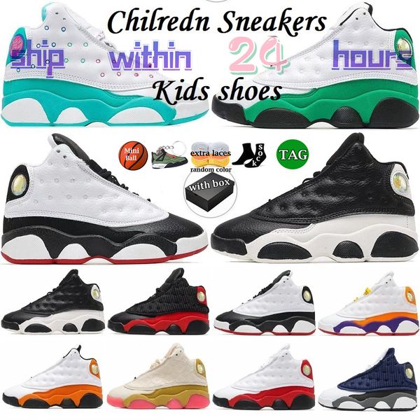 Zapatillas de deporte para niños pequeños Zapatillas deportivas 13s Niños Dark Powder Blue Starfishs jumpman Flint Starfish Bred Island Boys Girls Little Chilredn Basketball Shoe 28-35