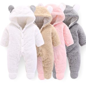 Infants Baby Thick Winter Fleece rompers Spring Girls one piece jumpsuits woolen Lining Panda Designs Pink Clothes WUA872401