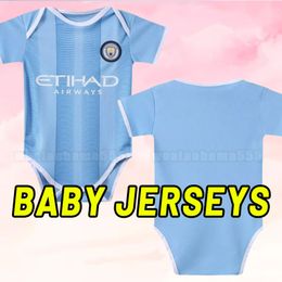 Nourrissons maillots de football HAALAND 23 24 DE BRUYNE MANS VILLES GREALISH MAHREZ FODEN FERRAN 2023 2024 uniformes de maillot de football hommes à la maison troisième enfant