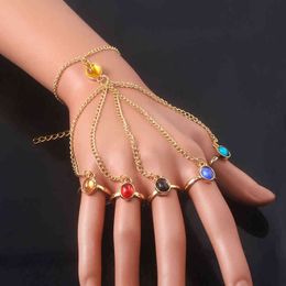 Oneindige Power Handschoen Gauntlet Armbanden 5 Infinity Bangles Gems Stone Ring voor Vrouwen Mannen Cosplay Sieraden Vinger Ketting Fans Gift