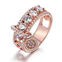 Unendlichkeit 925 Sterling Silber Weiß Klar Topas CZ Diamant Schlüsselring Frauen Verlobung Hochzeit Braut Ringe Gift303I